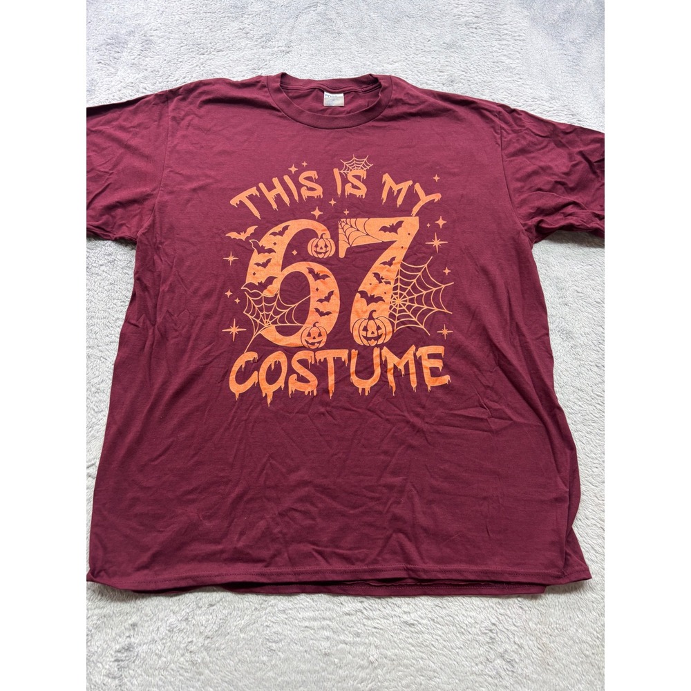 Mens XL Maroon Halloween This Is My 67 Costume Graphic T-Shirt